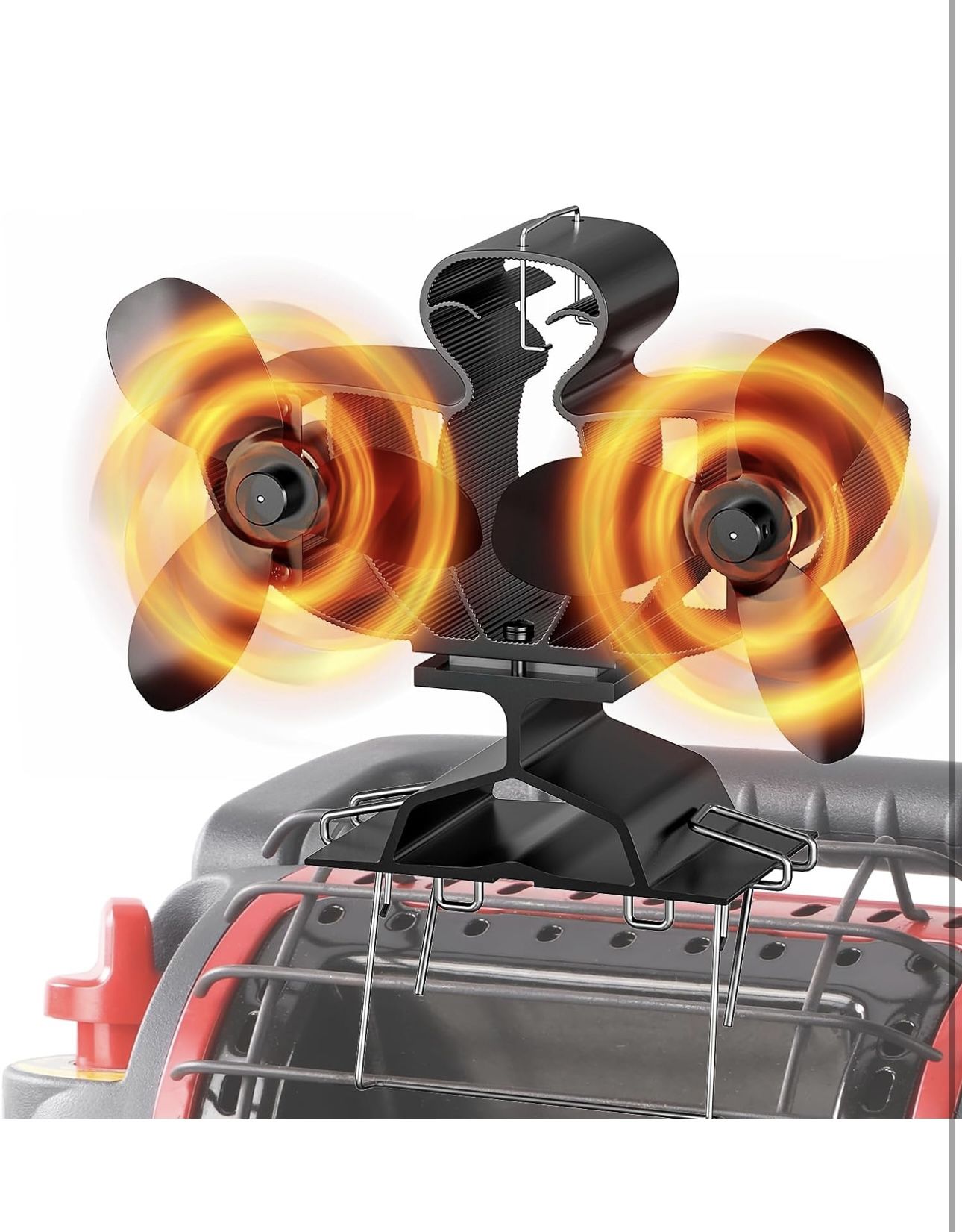 Wood Stove Fan Heat Powered,Dual Motor Heater Fan with Bracket