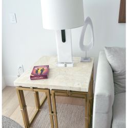 Century Furniture Links Brass And Quartz Side Lamp End Tables 