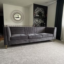 Gray Velvet Couch 