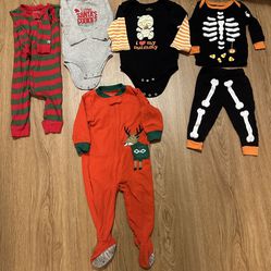 Lot Of Baby Boy Clothes 12-18 Months Holiday Themed Halloween Christmas