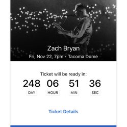 Zach Bryan Floor Ticket Tacoma 