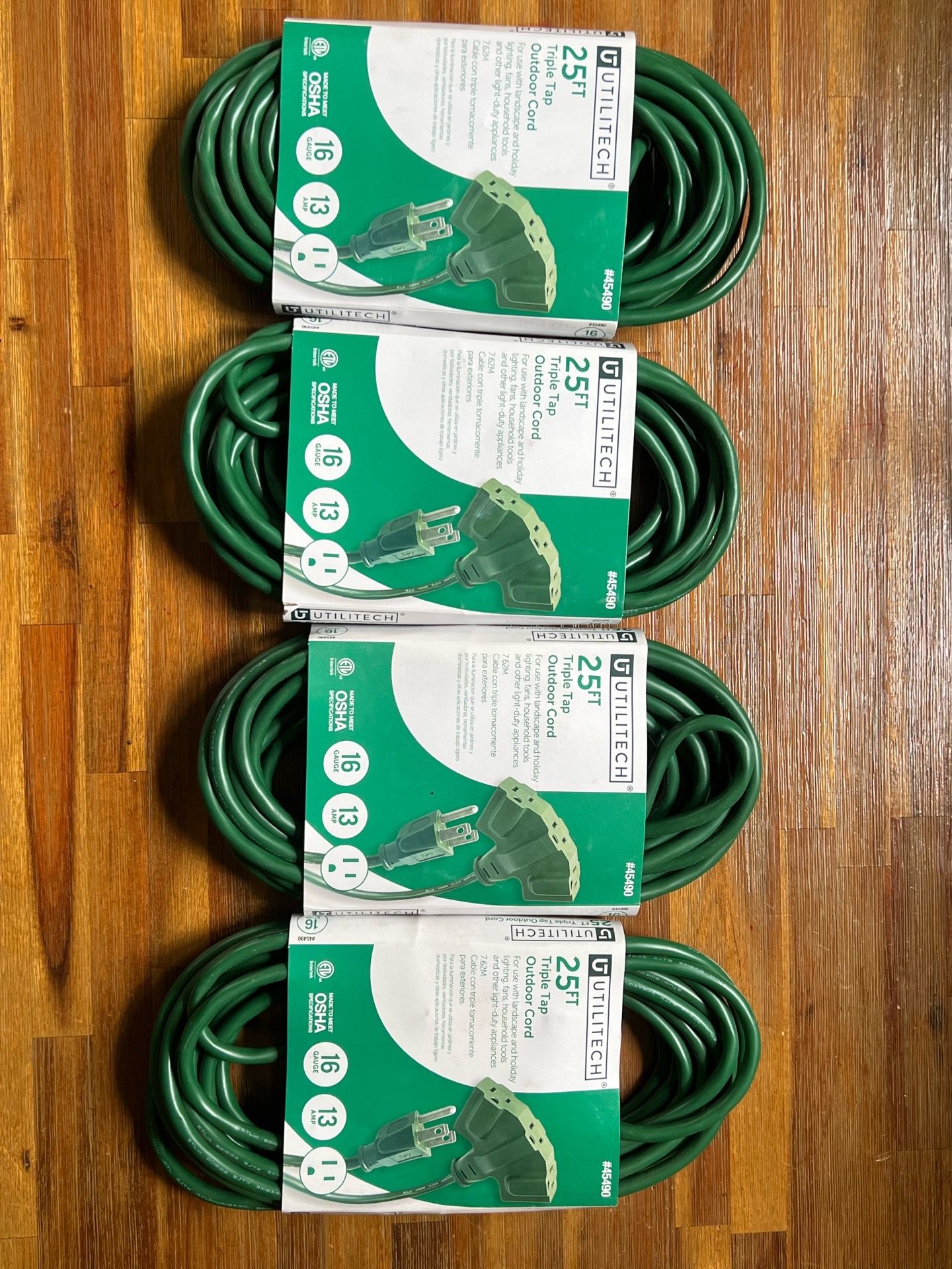 Lot of 4, 25 feet long electric cords