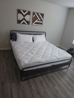 King Frame, Mattress, & Pillows