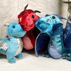3 Douglas Plush Dragons-Shiny & Sparkly & Adorable Dragons! Super Cute!