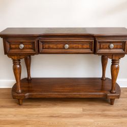 Brown Wood Three Drawer Buffet