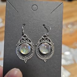 Cute Antique Silver Boho Drop Earrings 
