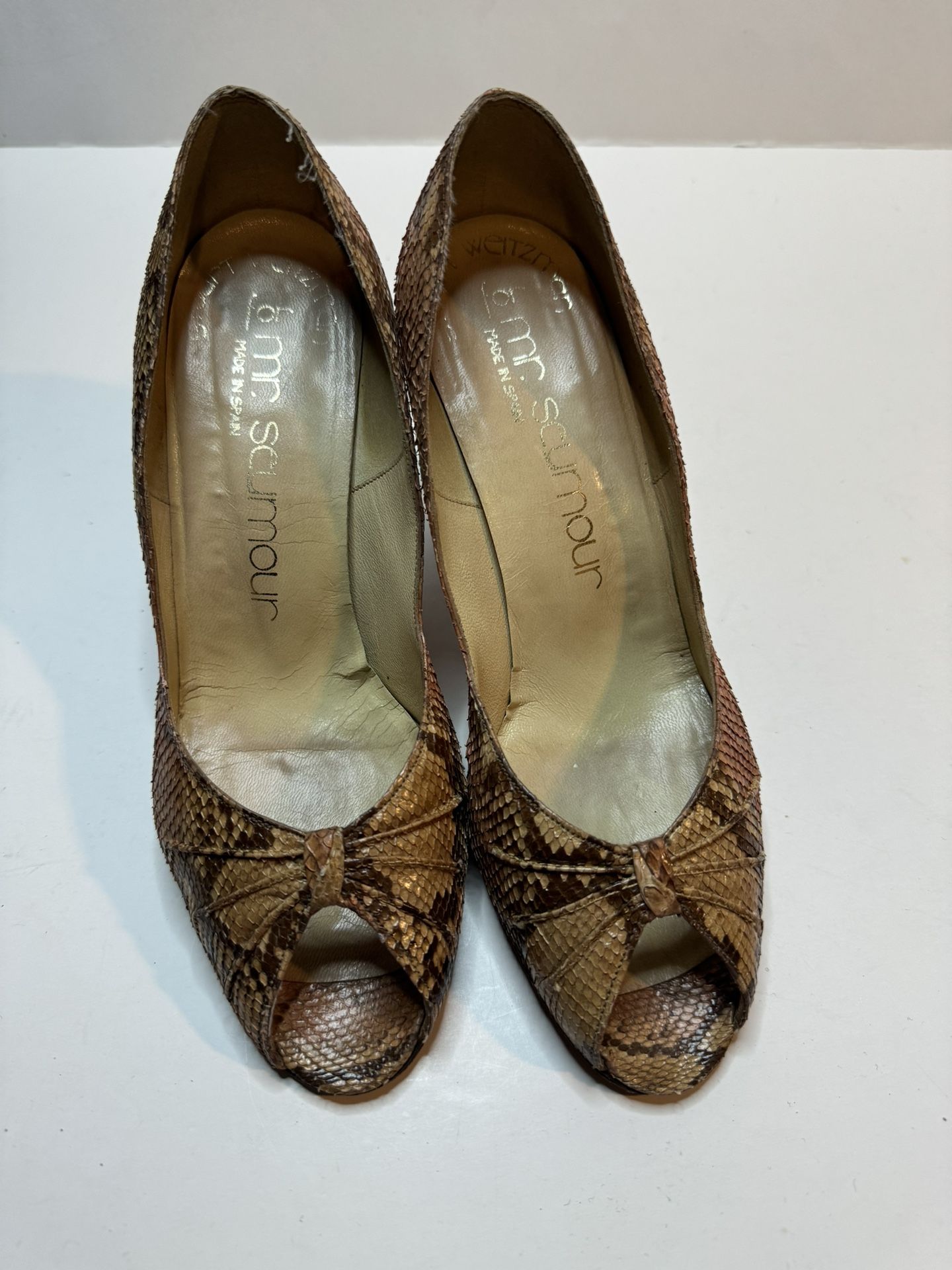 Womens Mr Seymour Snakeskin Heels Brown Size 6.5 
