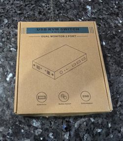 USB KVM Switch Dual Monitor 2 Port, 2-In-1-Out with 3 USB Ports and Button Switch