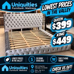 Queen platform bed frame
