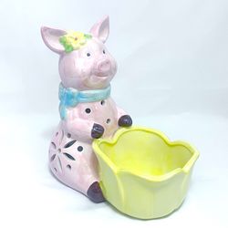 Pig Planter With Candle Inside 9” 
