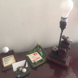 Golf Themed DESK Top SET / just so handsome and great condition