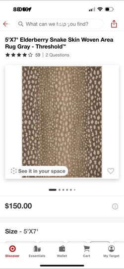 5” x 7”Area Rug Eldelberry Snake Skin