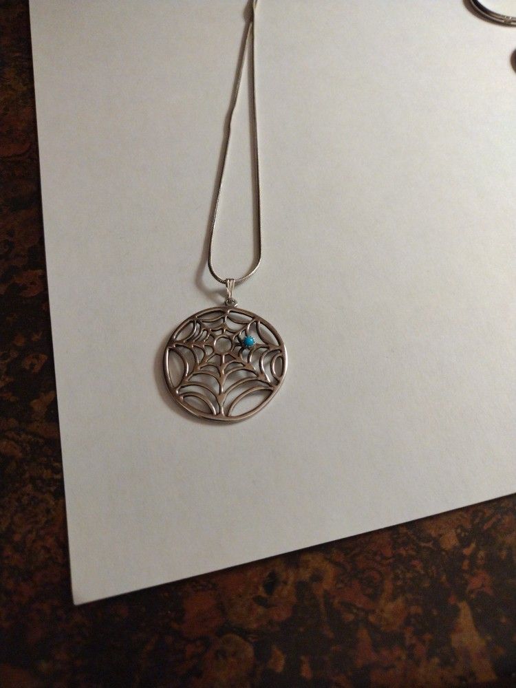 Sterling Silver Spider Web Necklace