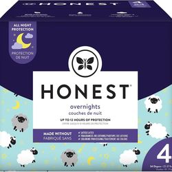 The Honest Company Clean Conscious Overnight Diapers | Plant-Based, Sustainable | Sleepy Sheep | Club Box, Size 4 (22-37 lbs), 54 Count