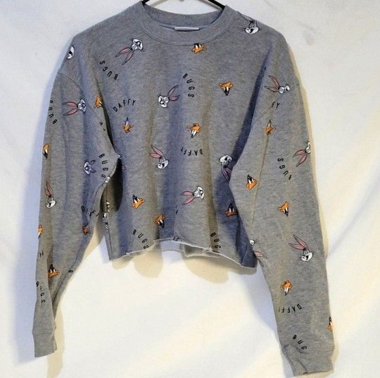 Gray Looney Tunes Cropped Sweatshirt