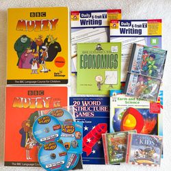 Elementary Teaching Tutoring Homeschool Curriculum Textbooks, Activity Workbooks & Computer Games for English Writing Math Spanish & Economics
