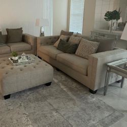 Living Room Set – Sofa, Ottoman & Rug (Great Condition)