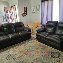 Power reclining sofa and loveseat