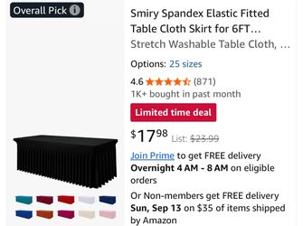 Smiry Spandex Fitted Table Skirt 6FT