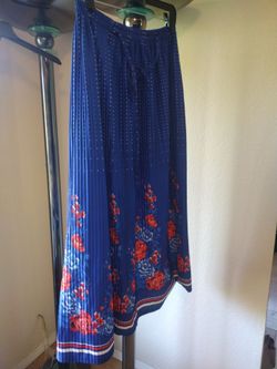 Vintage Pleated Floral & Polka Dot Midi Skirt