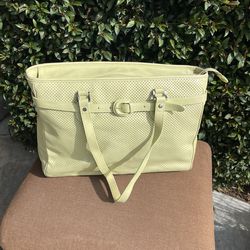 Jack Georges Leather Lime Green Voyager, Large Travel Tote With Padded Sleeve