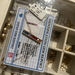 18k japan gold necklace with multicolor sapphire and natural diamonds