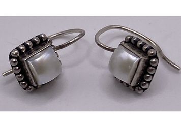 Silpada Sterling Silver Pearl Button Square Frame Earrings W1394
