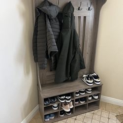 Coat Rack With Bench and Shoe Storage