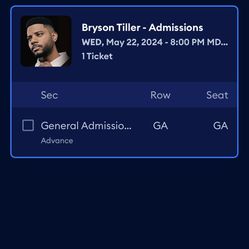 Bryson Tiller Concert Ticket. Denver