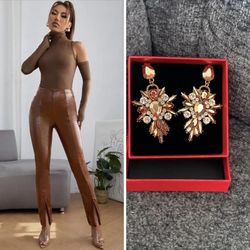 Small Brown Leather Pants 