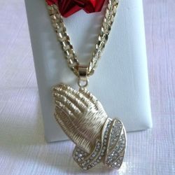 Jesus hands in gold - plated  with white zirconia stone