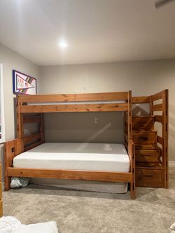 Full size/twin bunk bed with storage