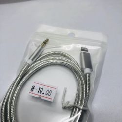 1M braided audio cable for lightning to 3.5mm male for iphone aux cable to car stereo, speaker or headphones