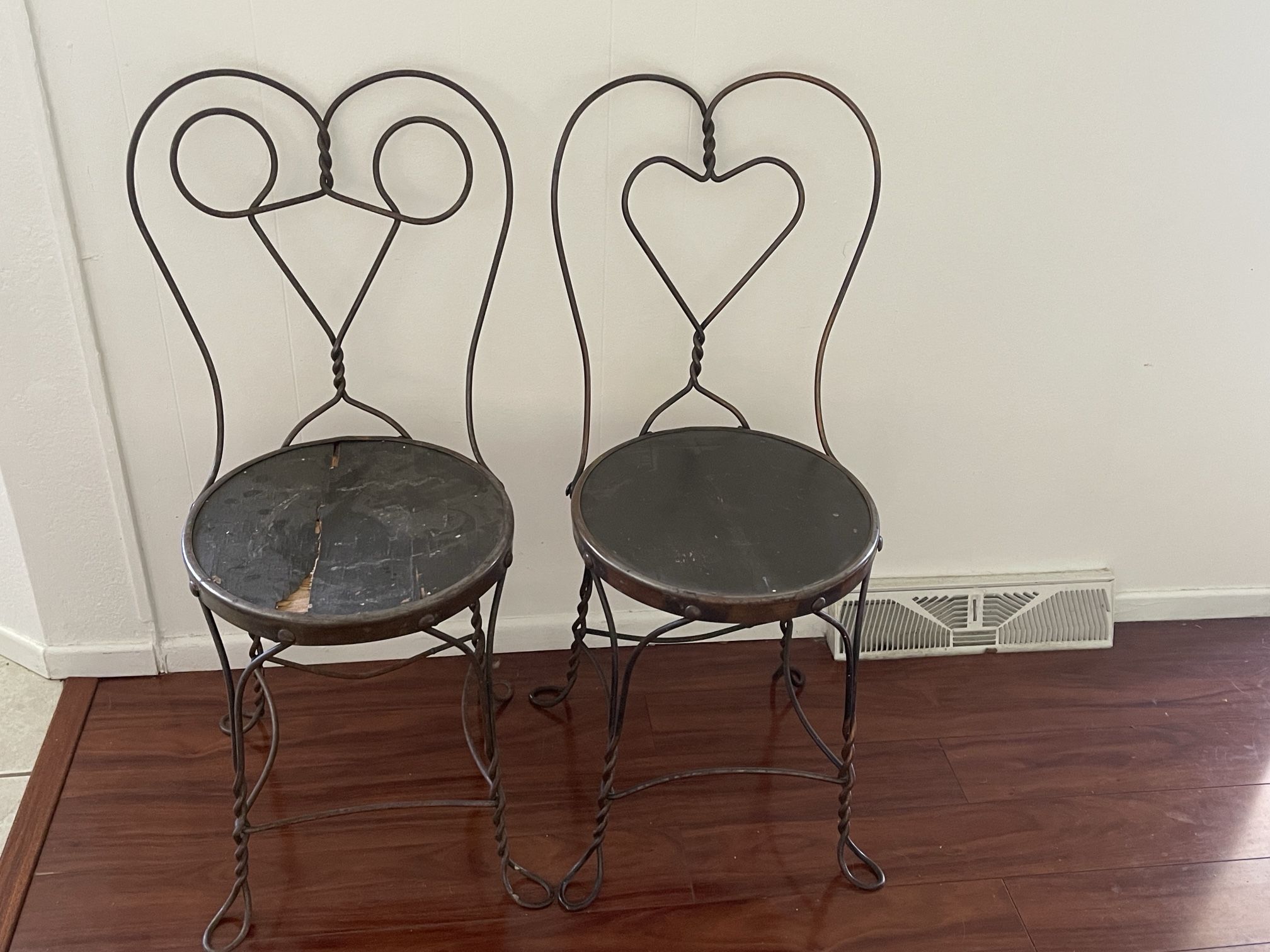 1930’s Antique Wroth Iron Ice Cream Parlor Chairs