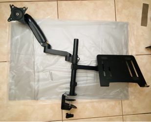 Dual Monitor Arm + Laptop Tray