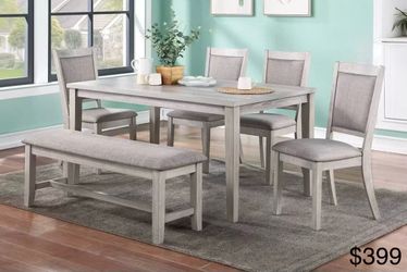 Dining table set with bench