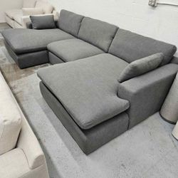 Smoke Cloud Comfy Plush Sectional Sofa Couch 