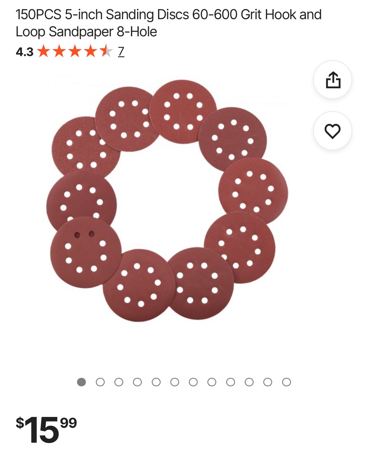 150PCS 5-inch Sanding Discs 60-600 Grit
