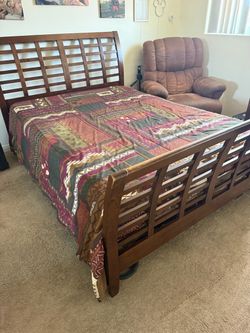 Wood Sleigh Bed Frame Queen