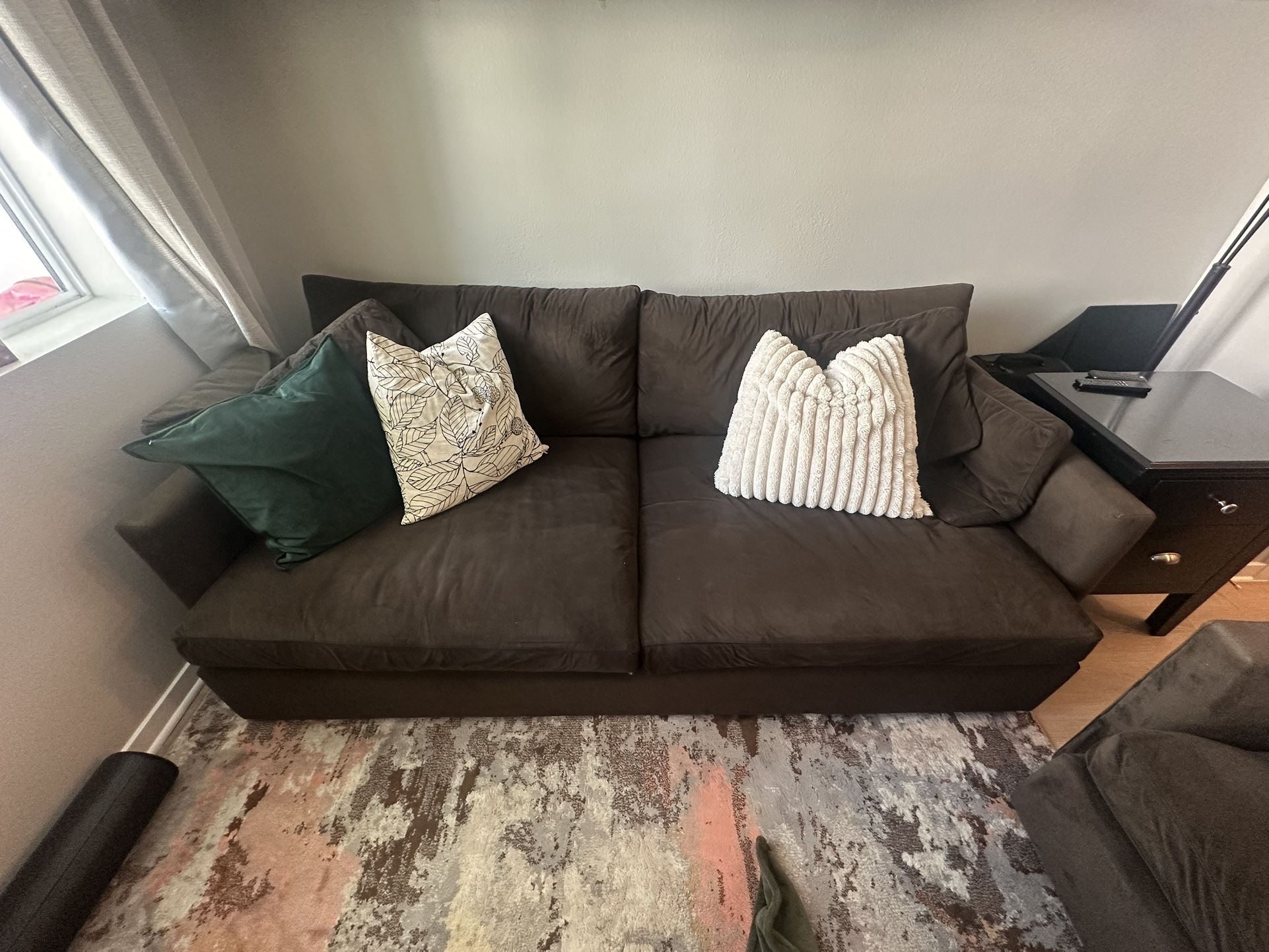 Crate & Barrel Espresso Brown Couch + Sectional