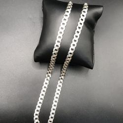 925 Sterling Silver Cuban Link Chain men’s Necklace Size 22”