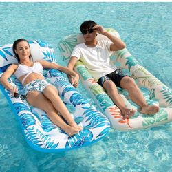 Inflatable Pool Float Lounge - 2 Pack Floaties Rafts for Adults Floating Lounger 
