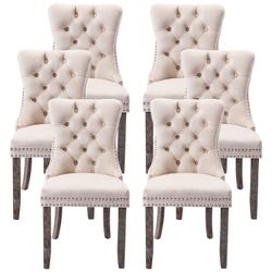 New In Box Set Of 6 Upholstered Velvet Dining Chairs
