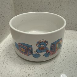 Vintage 1988 Ceramic Pastel Coloured Baby Feeding Bowl/ Nursery Room Decor