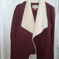 Outback Sherpa Lined Open Front Cardigan 