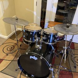PDP Encore by DW complete drum set 22 10 12 16 FS birch 14” snare stands new quiet cymbals 14” regular hihat cymbals throne $435 cash In Upland 91784