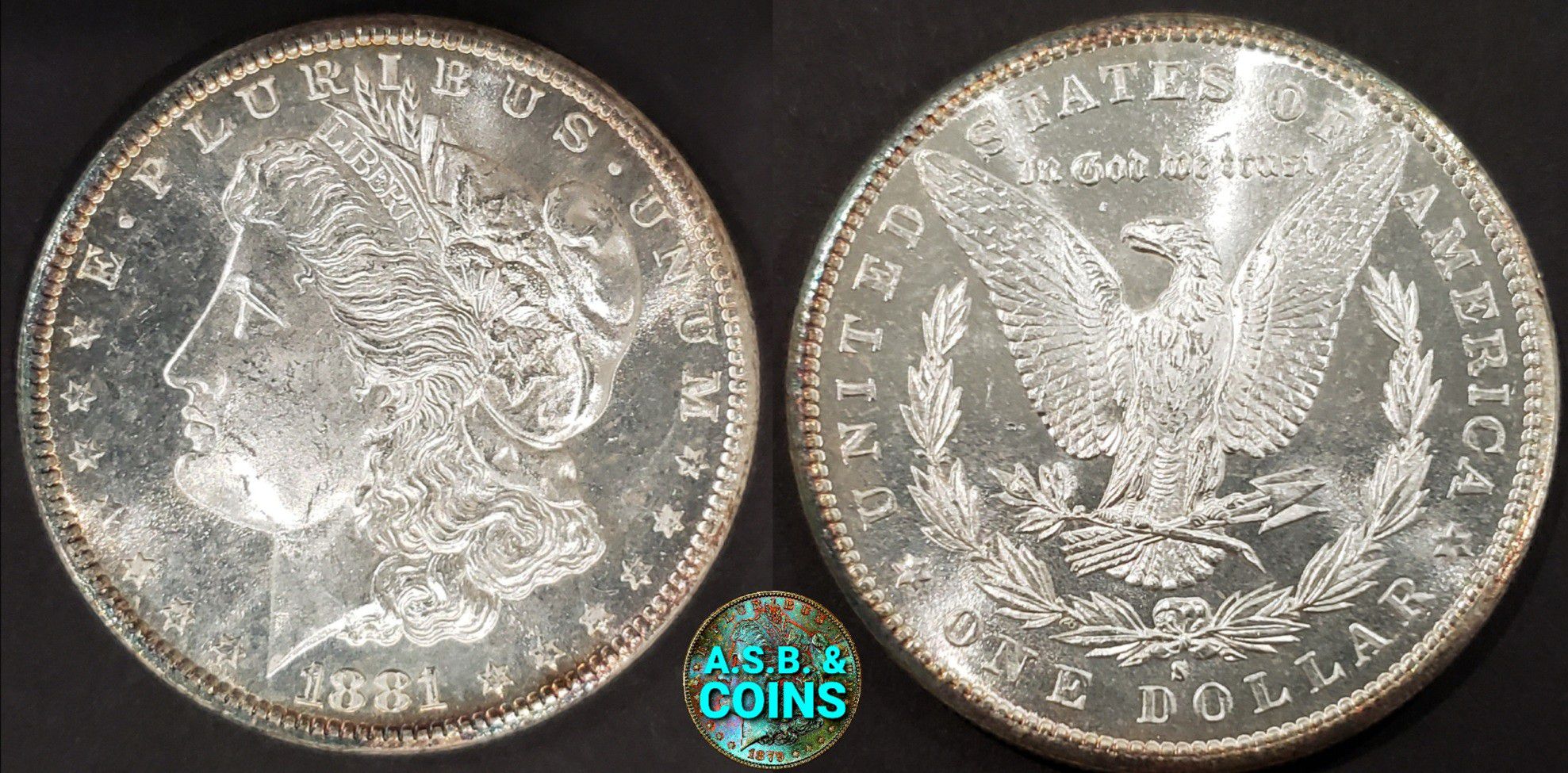 GEM BU 1881-S SEMI PL Morgan silver dollar old US coin