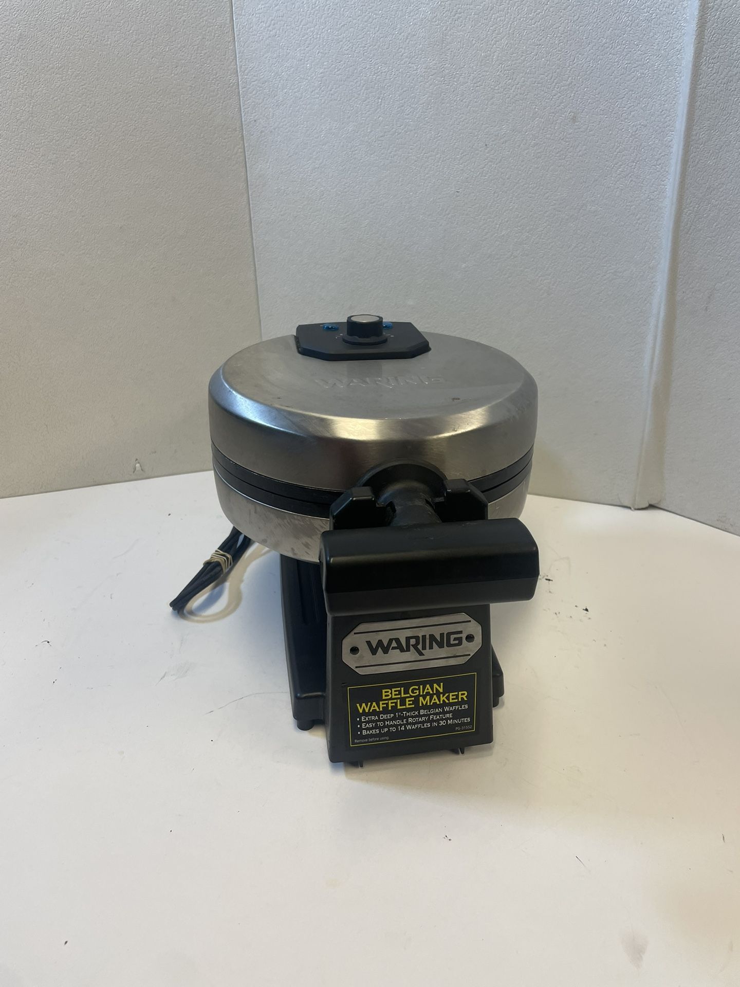 Waring Pro Belgian Waffle Maker WMK300 Stainless Steel Rotating Irons-Catch Tray