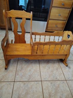 Wooden toddler rocking chair/doll cradle combo