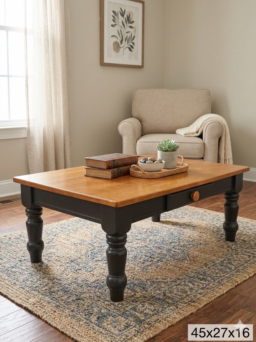 Farmhouse Coffee Table with Drawer